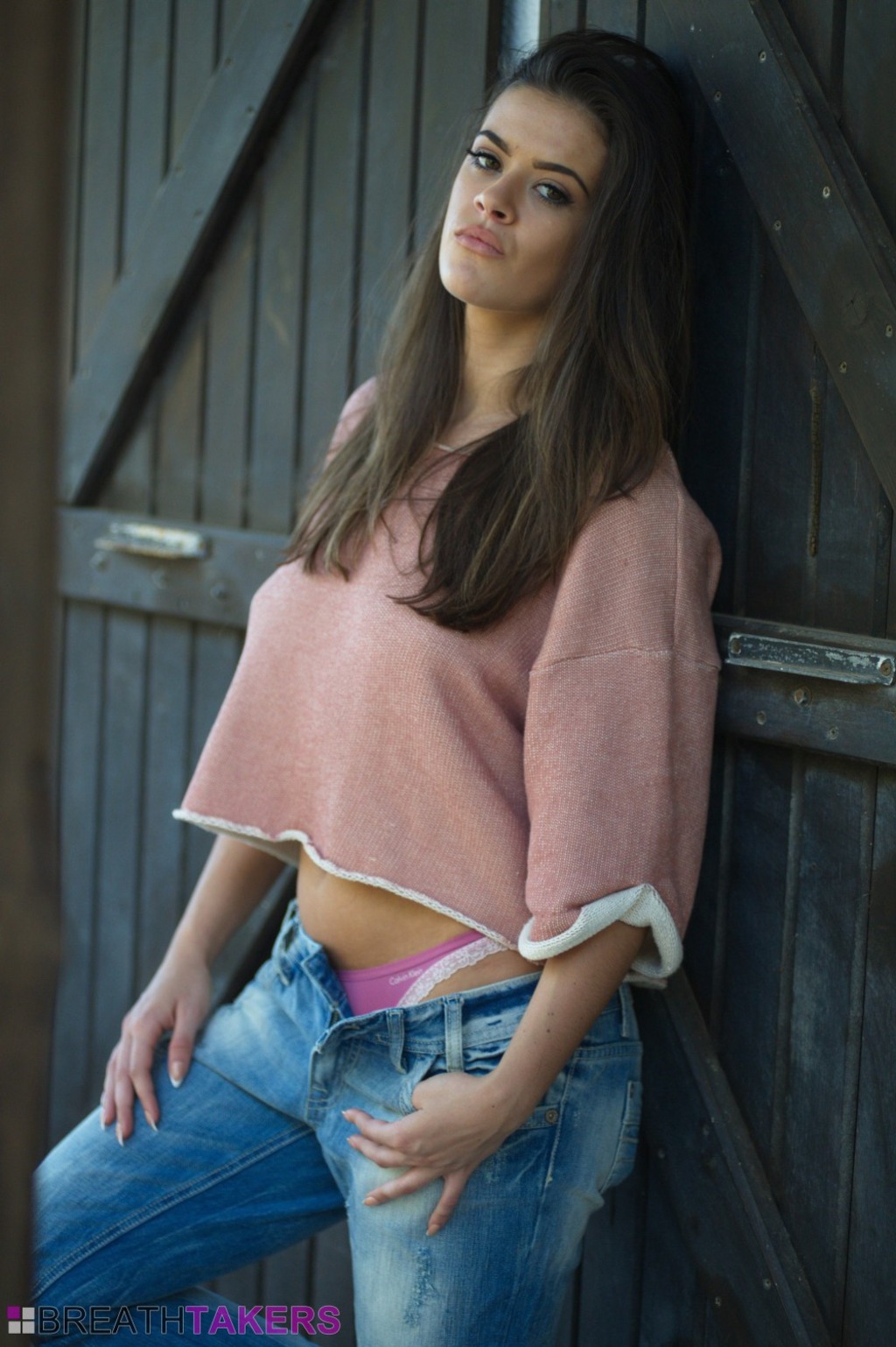 Busty Babe Brook Wright Strips Down To Her Knickers While Cooling Down With A Beer 13