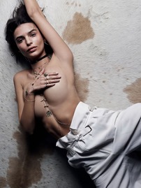 Emily Ratajkowski Topless In The Studio